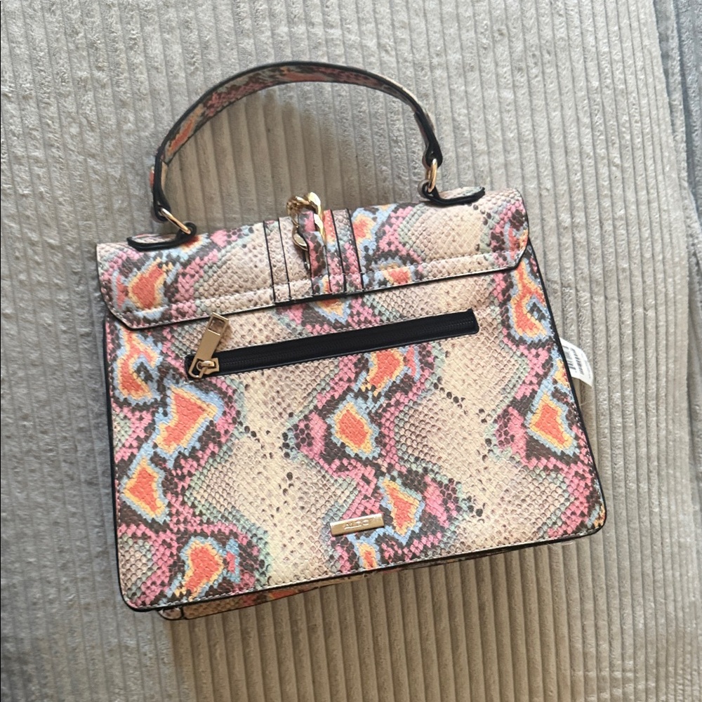 Aldo Pink and Orange Snake Print Crossbody Bag - Picture 4 of 4